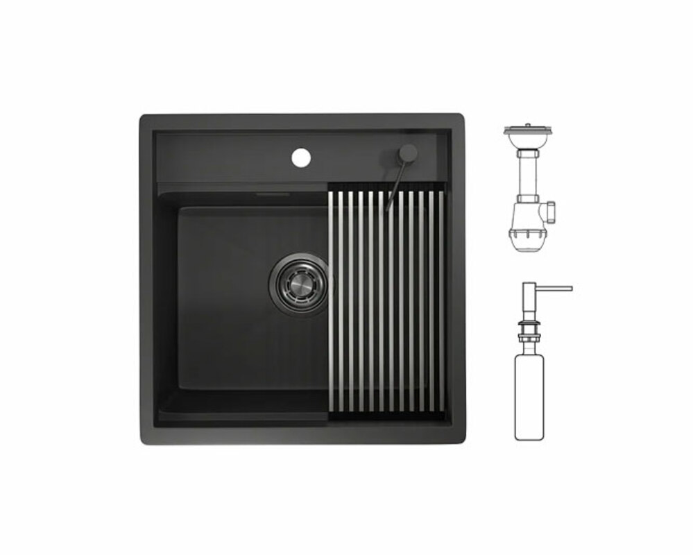 Мойка Granula KS-5051 ЧЕРНЫЙ МАТОВЫЙ 500х510 мм