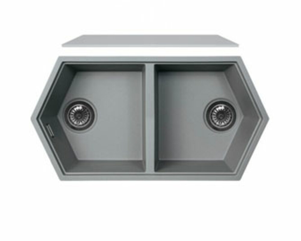 Мойка KitKraken Gulf Grey серый 850х444 + Подставка под кран Wing Gulf Grey
