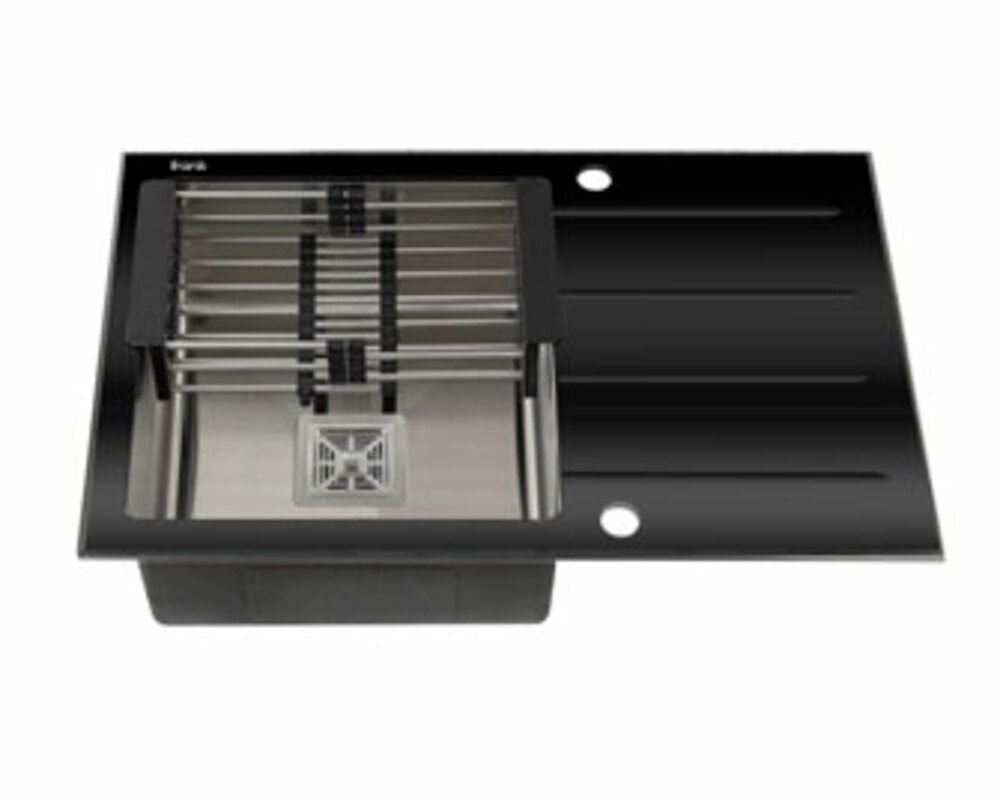 FRANK PROFI  780x50 см ЧЁРНОЕ СТЕКЛО + нерж.