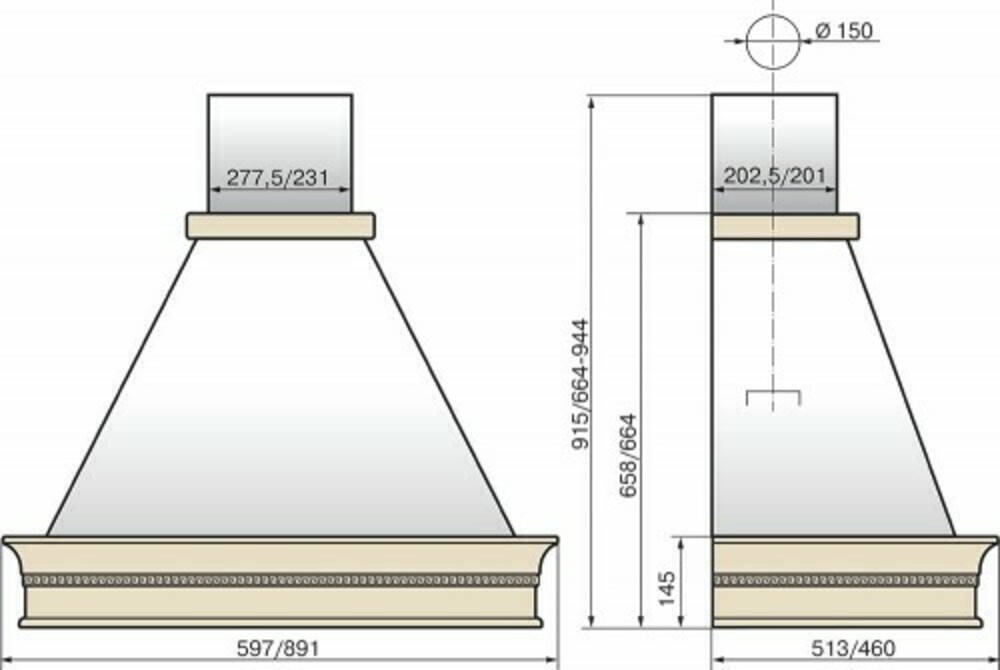 Вытяжка ELIKOR Капелла 60 бежевый/бук бел патина 60П-700-П3Г