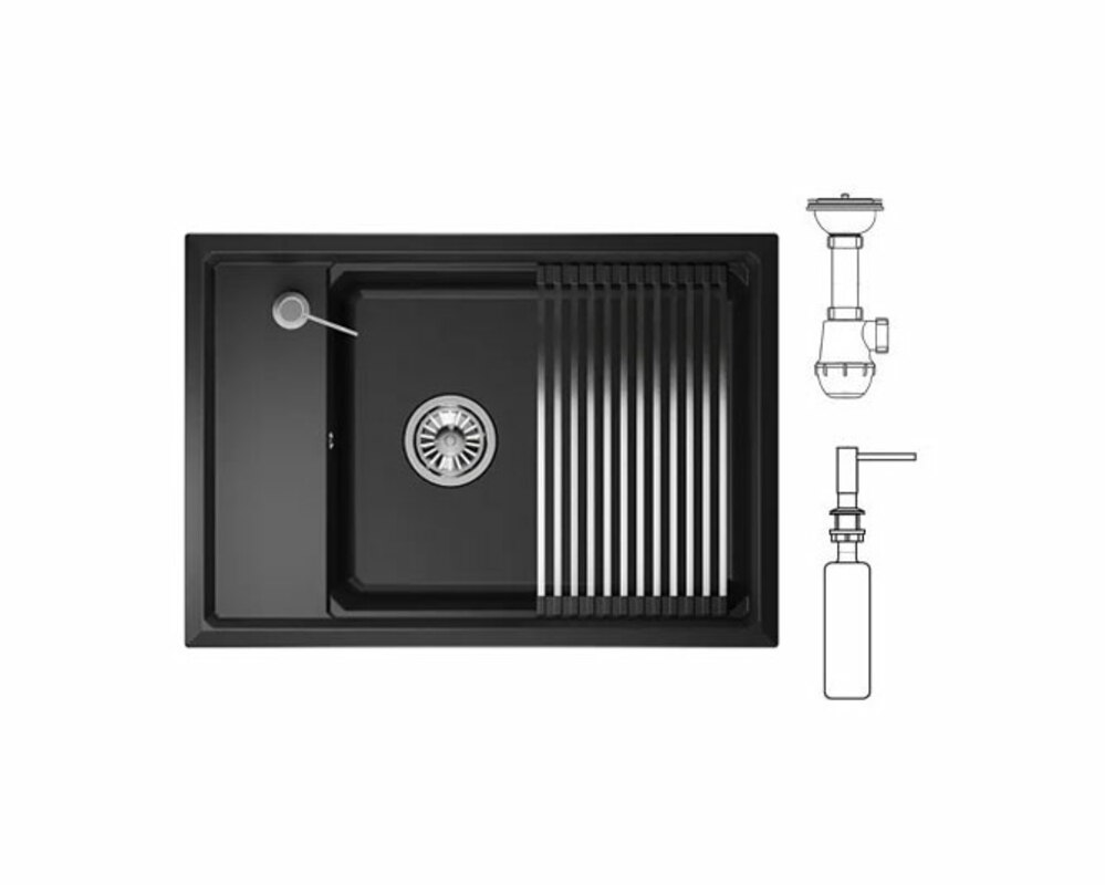 Мойка GRANULA KS-7305 чёрный 730х510 мм